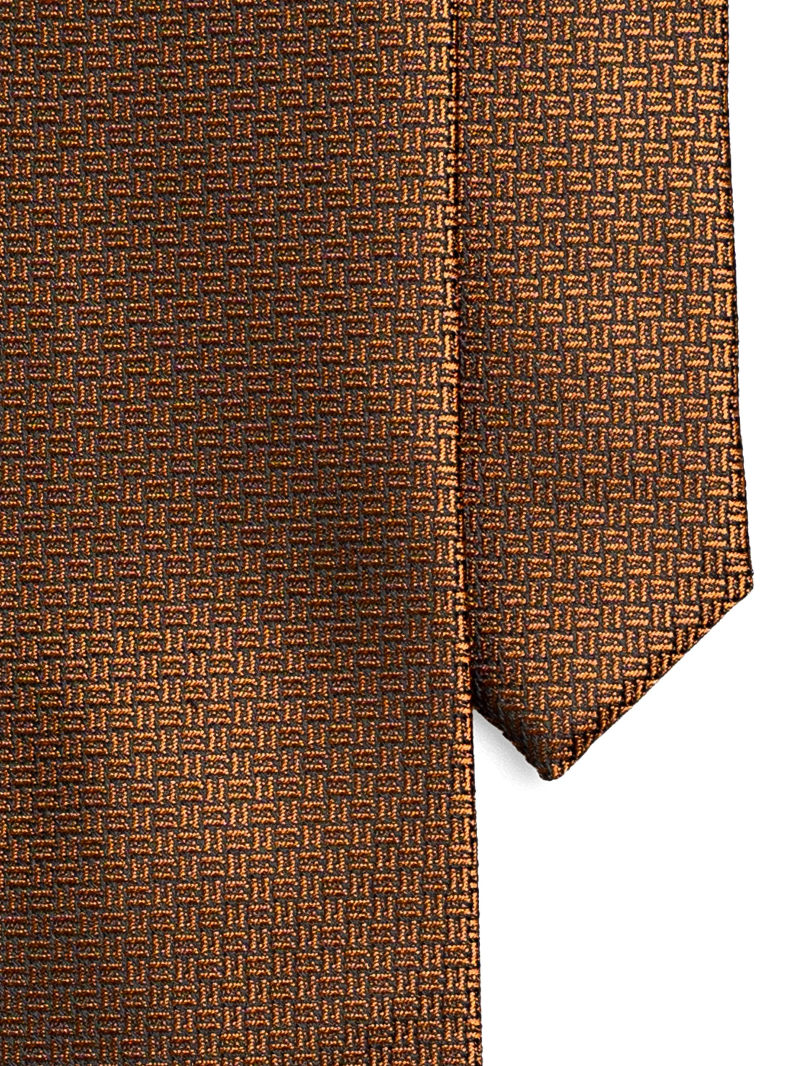 Geometric Tie - Golden Brown with Mini Double Weave