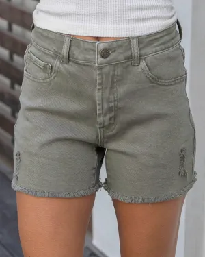 Grace & Lace Casual Colored Denim Shorts - Olive