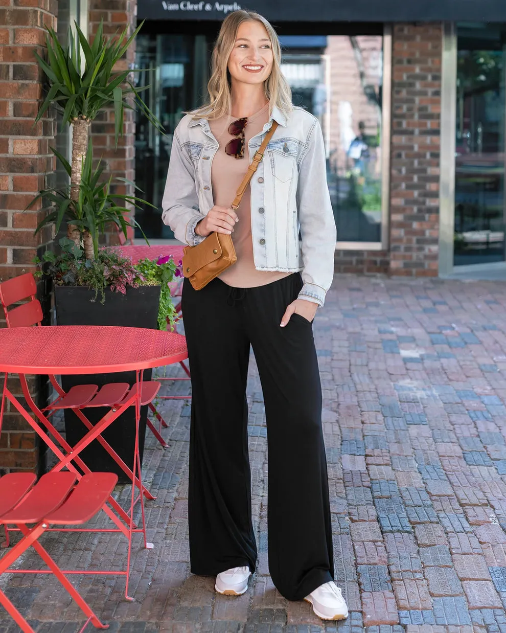 Grace & Lace Smocked Wide Leg Pants - Black