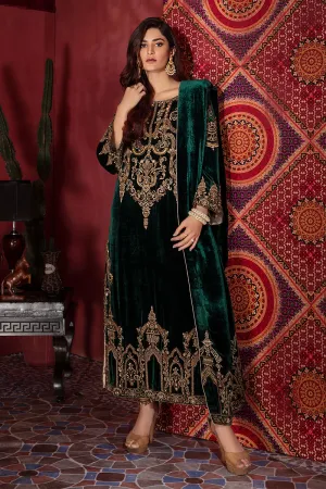 Green Velvet Salwar Kameez Pakistani Wedding Dresses