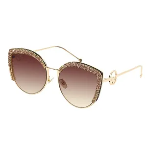 Handmade Crystal Paved Cateye Sunglasses For Women