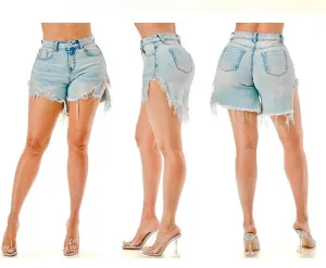 “High Low” Denim Shorts