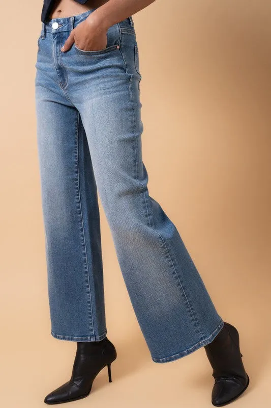 High Rise Relaxed Wide Leg Medium Wash Jeans