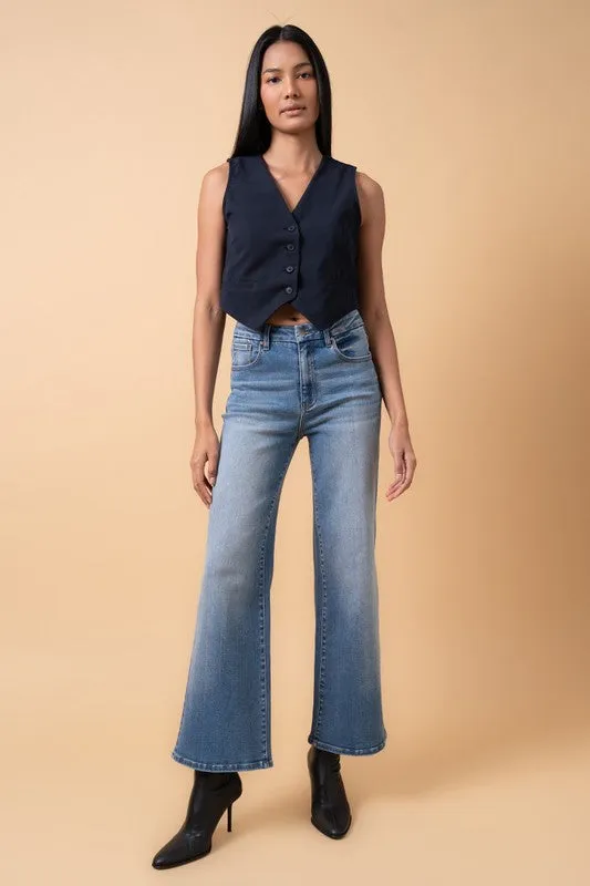 High Rise Relaxed Wide Leg Medium Wash Jeans