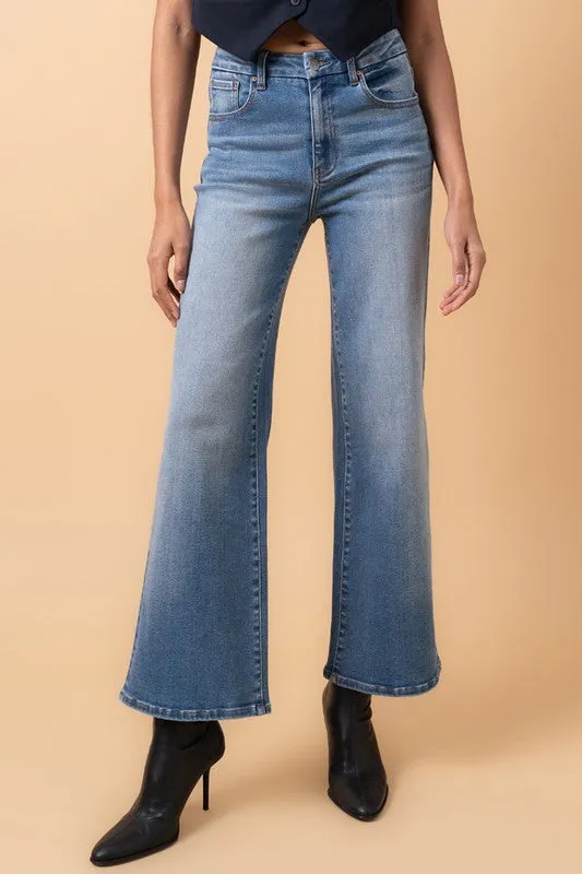 High Rise Relaxed Wide Leg Medium Wash Jeans