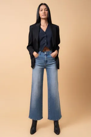 High Rise Relaxed Wide Leg Medium Wash Jeans