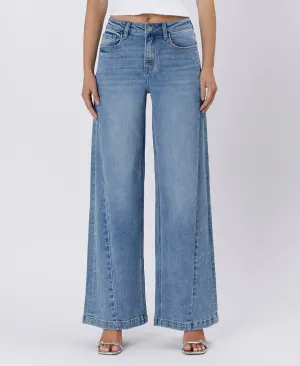 High Rise Seam Detail Palazzo Jeans