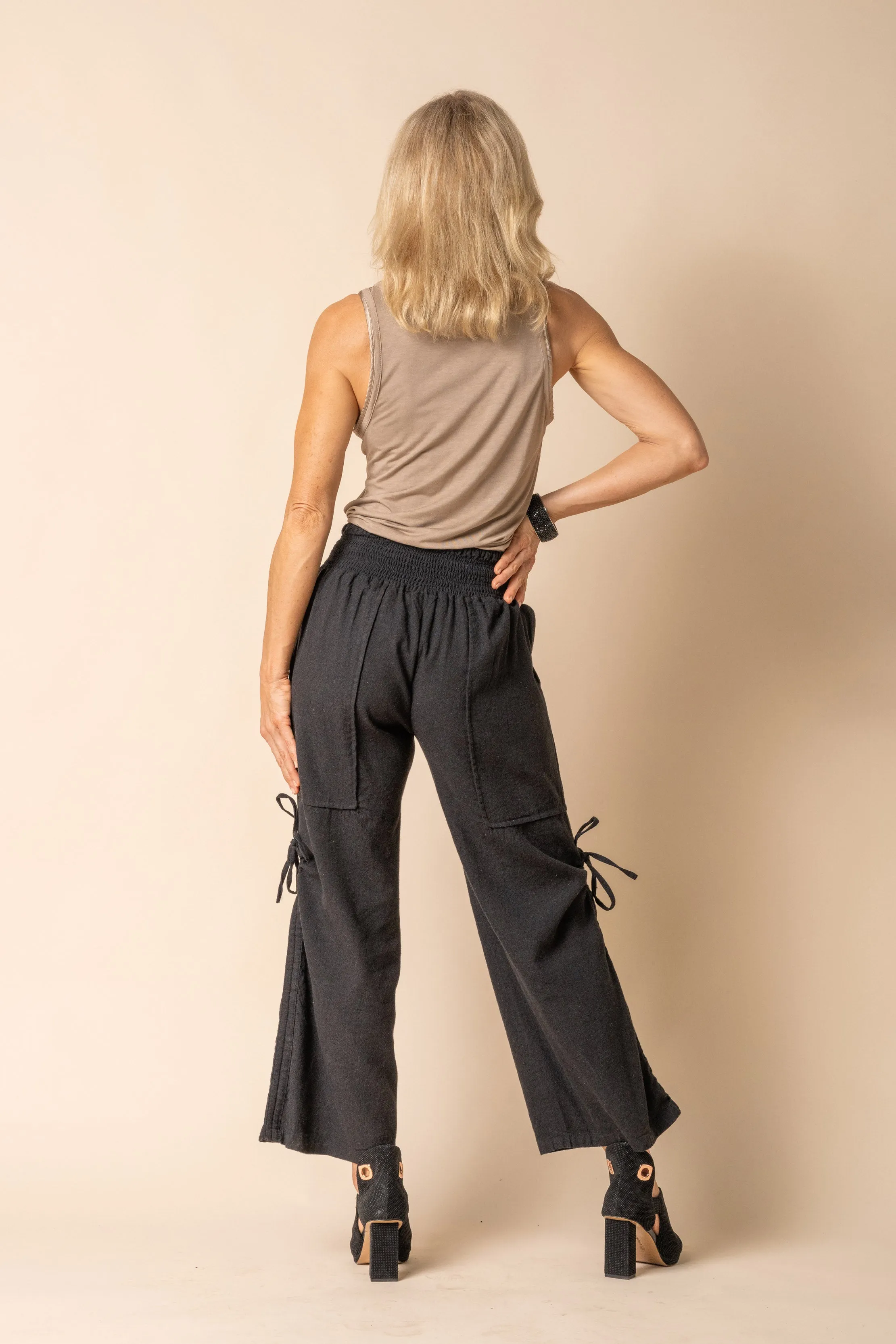 Hugo Linen Blend Pant in Onyx