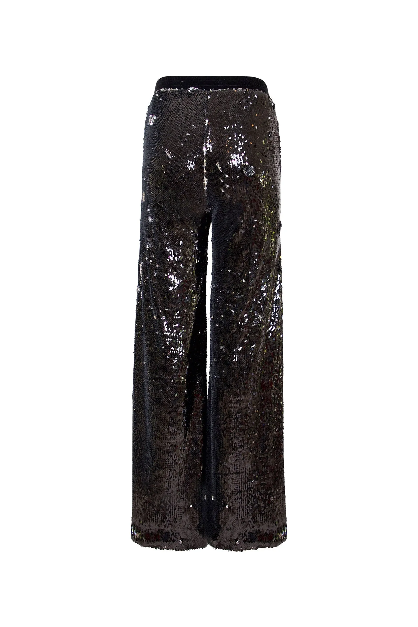 Ilona Rich Black Sequin Wide Leg Trousers