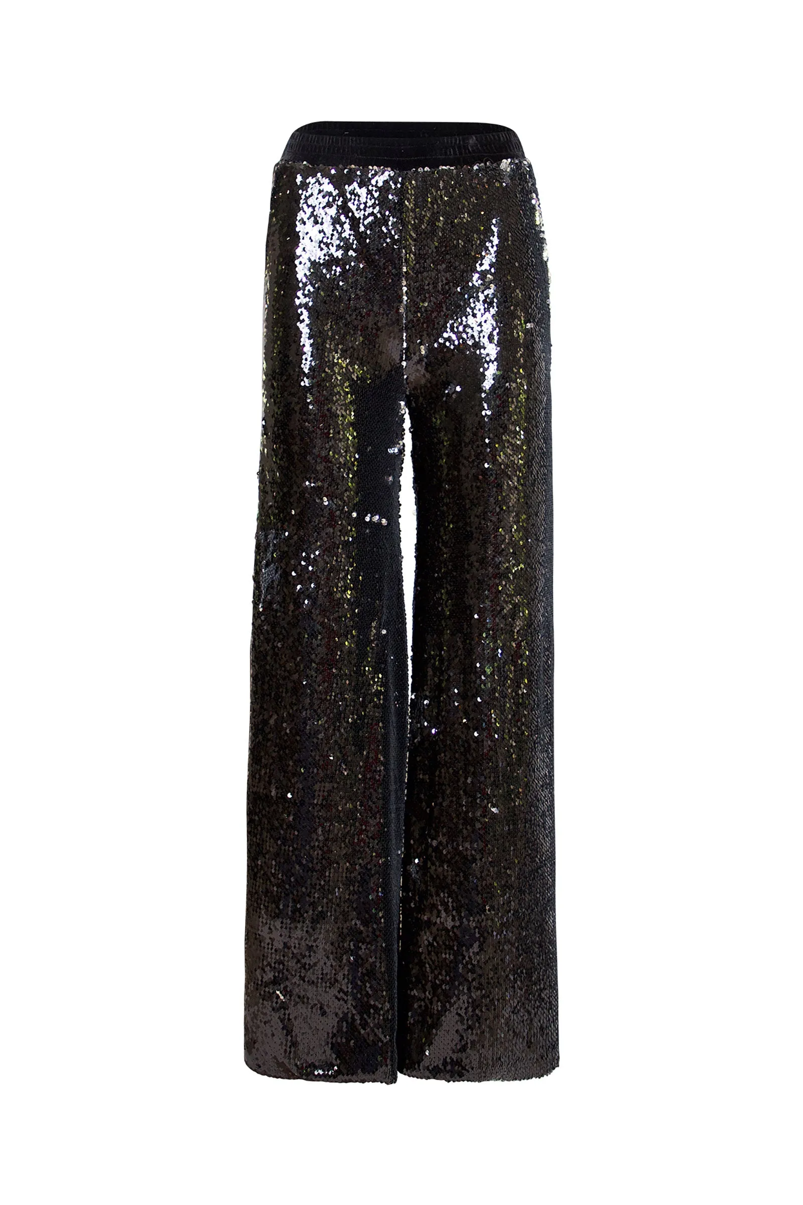 Ilona Rich Black Sequin Wide Leg Trousers
