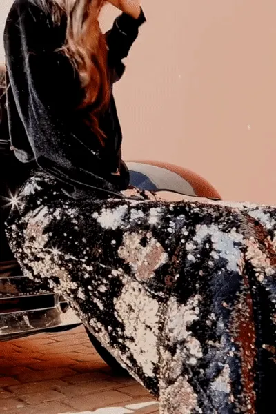 Ilona Rich Black Sequin Wide Leg Trousers