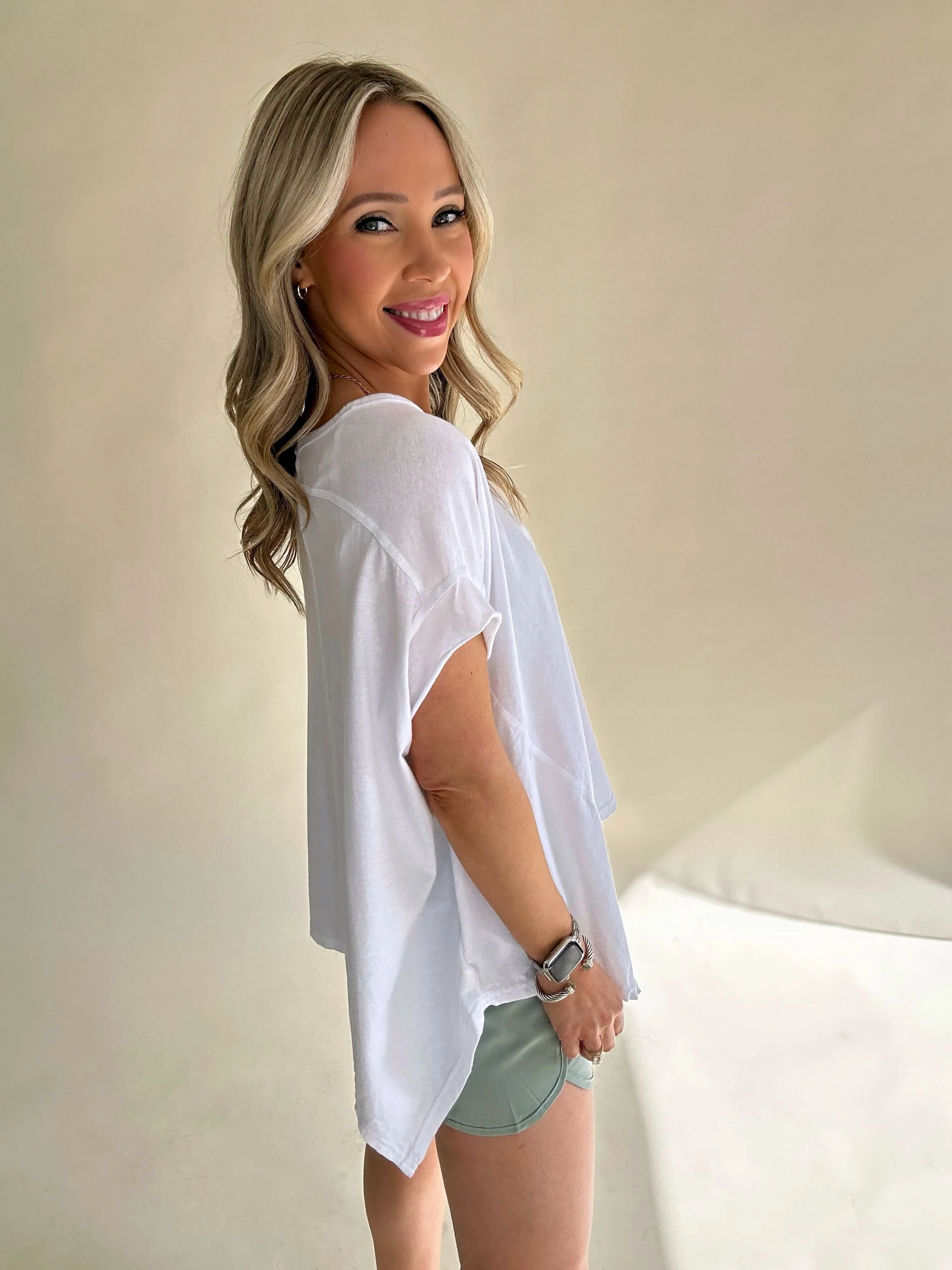 *IMPERFECT* No Complaints Washed Comfy Knit Top - White