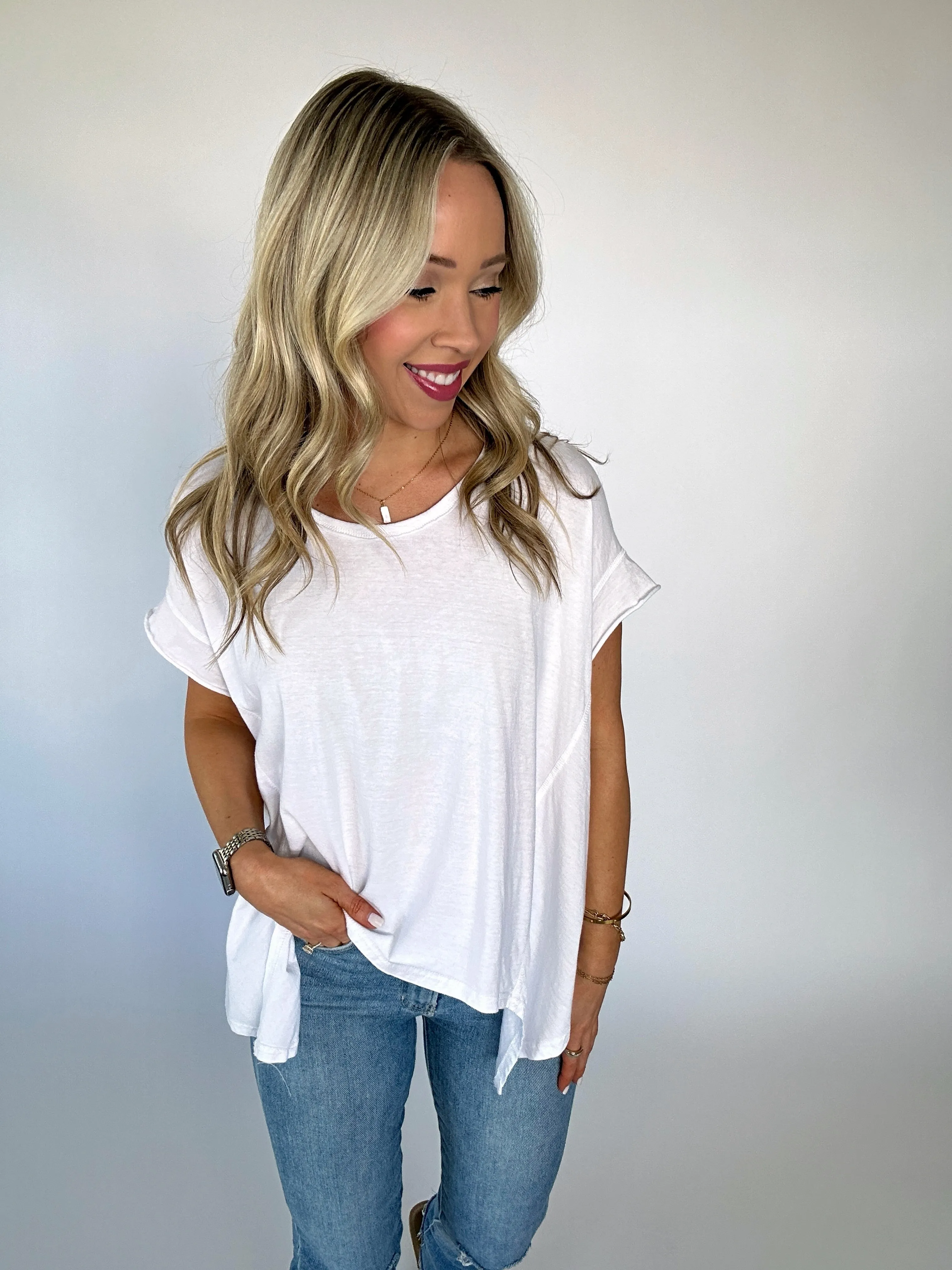 *IMPERFECT* No Complaints Washed Comfy Knit Top - White