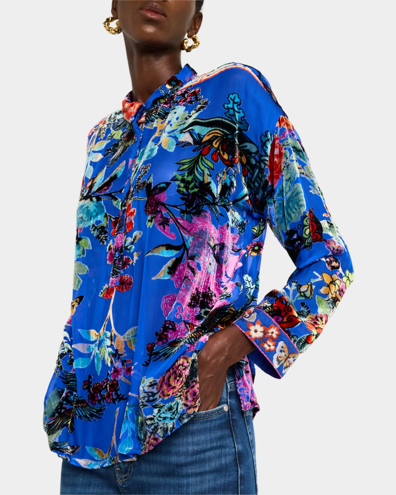 Johnny Was Seline Blouse Dreamer Blue