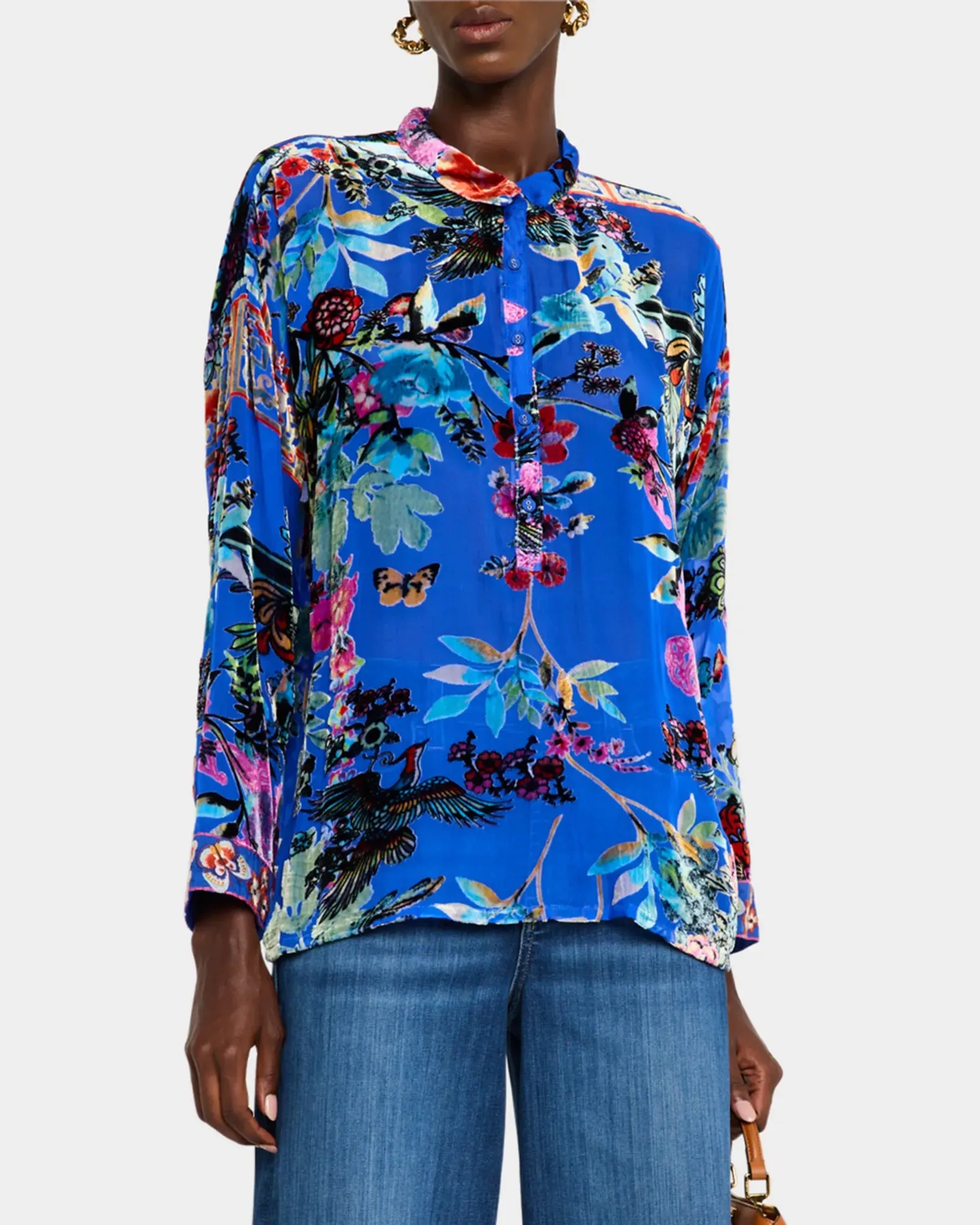 Johnny Was Seline Blouse Dreamer Blue