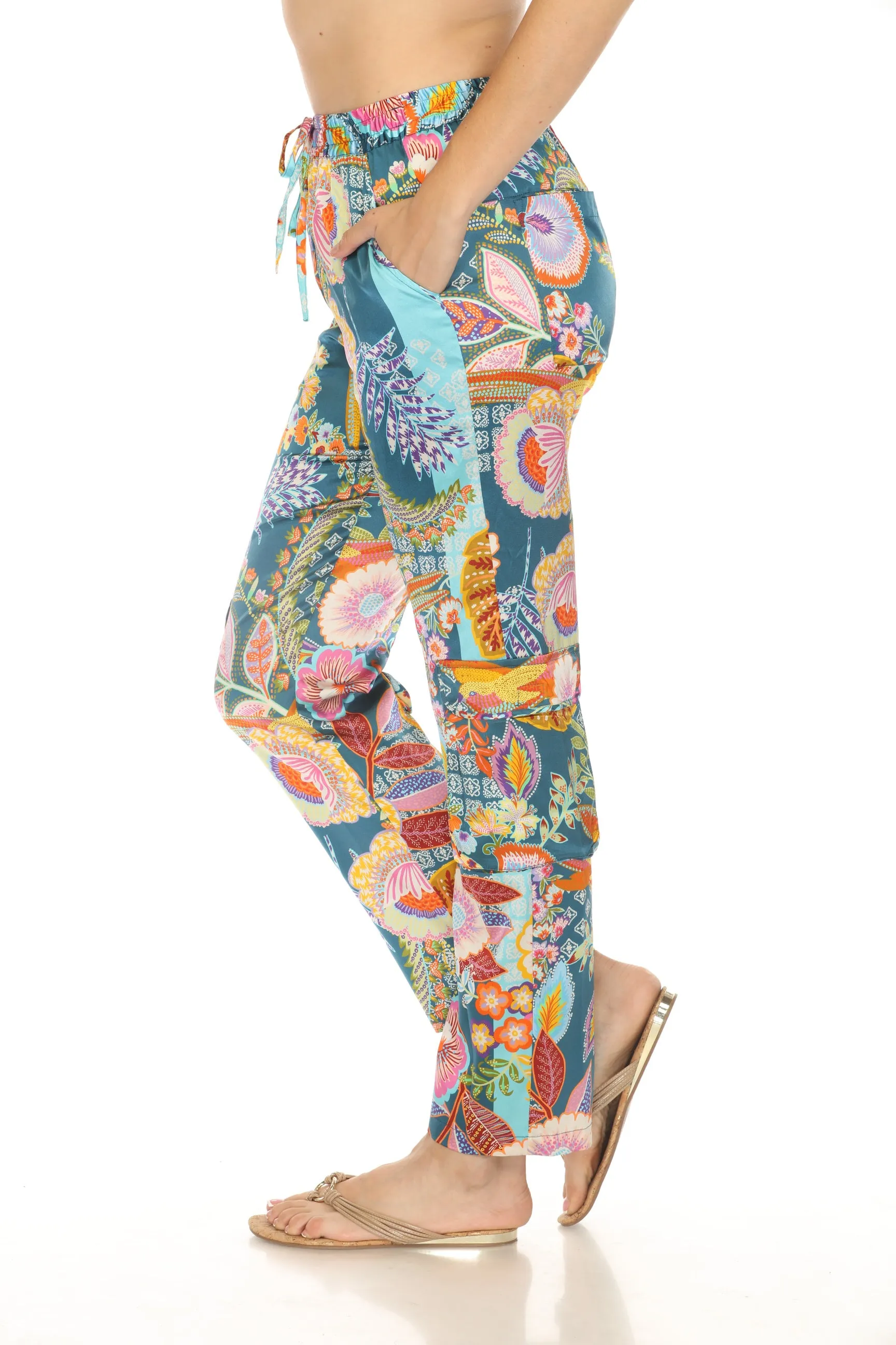 Johnny Was Wild Kelly Silk Cargo Pants C63224A