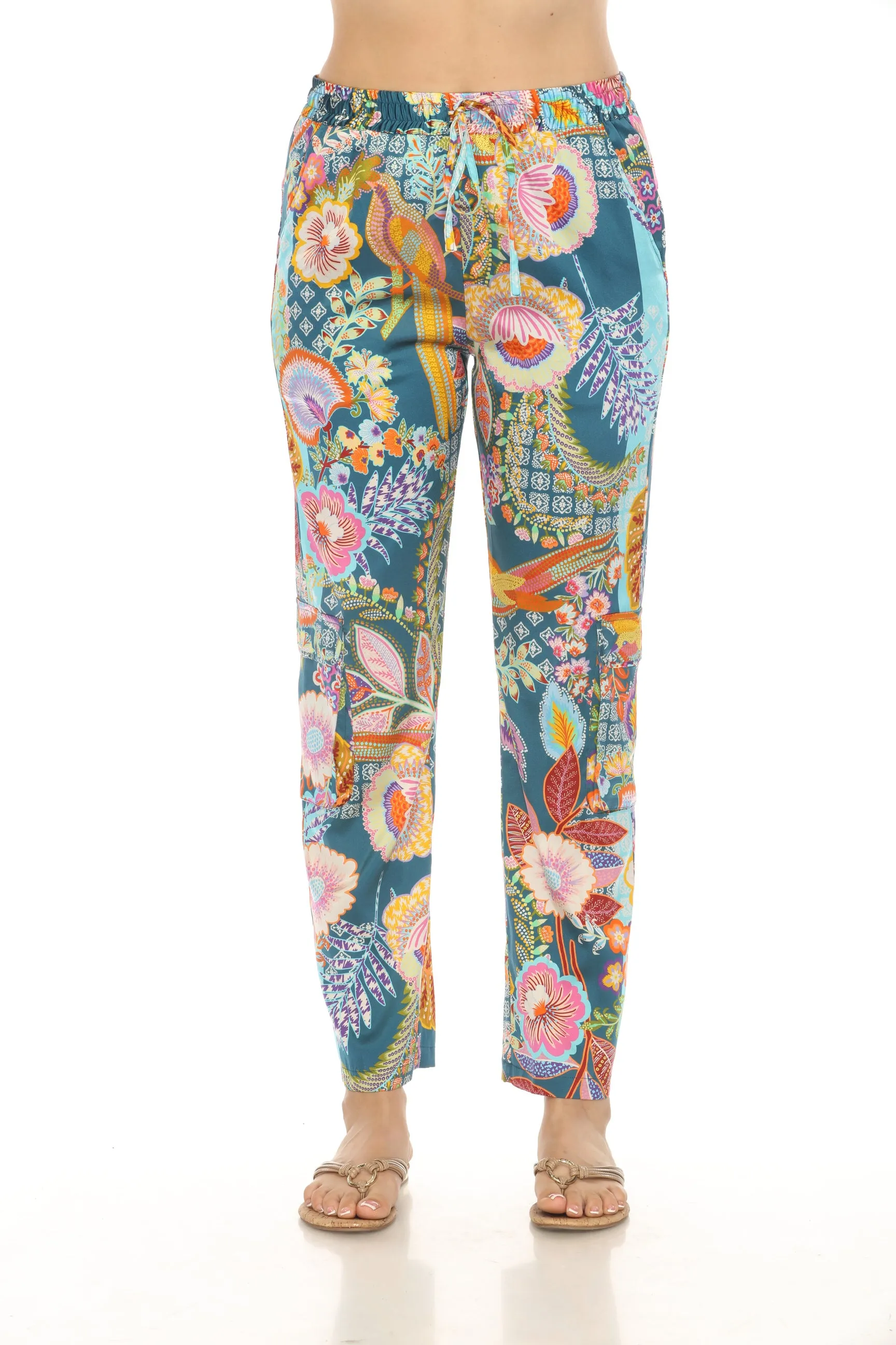 Johnny Was Wild Kelly Silk Cargo Pants C63224A