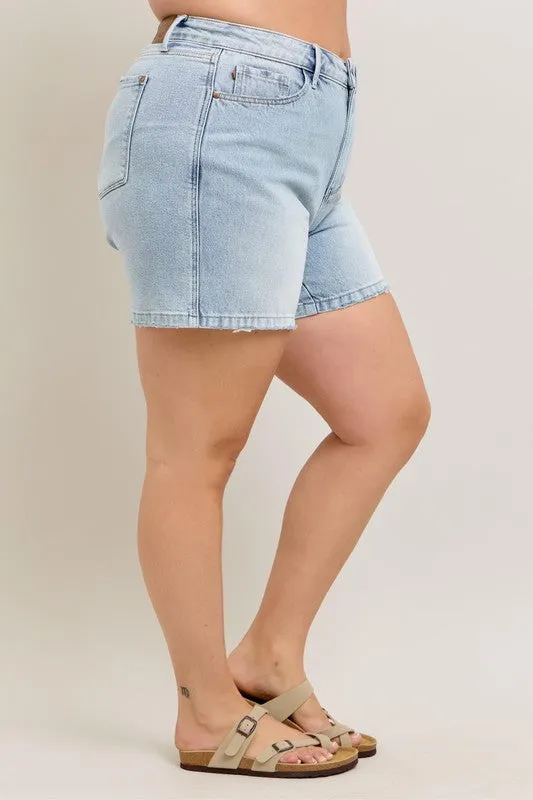 Judy Blue Frayed Hem High Rise Denim Shorts
