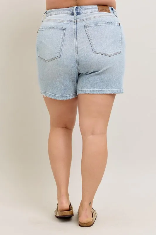 Judy Blue Frayed Hem High Rise Denim Shorts