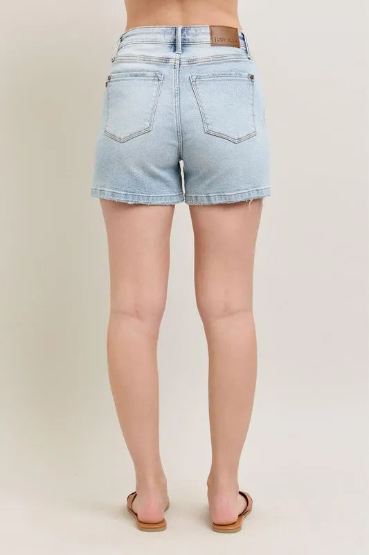 Judy Blue Frayed Hem High Rise Denim Shorts