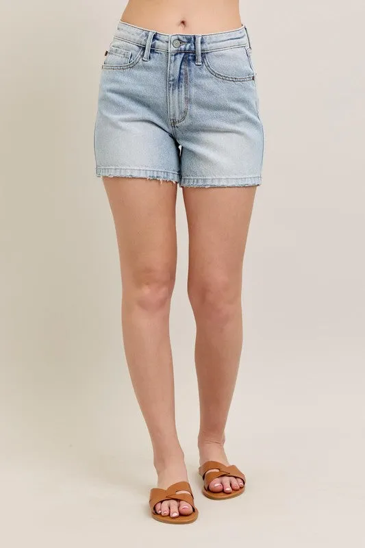 Judy Blue Frayed Hem High Rise Denim Shorts