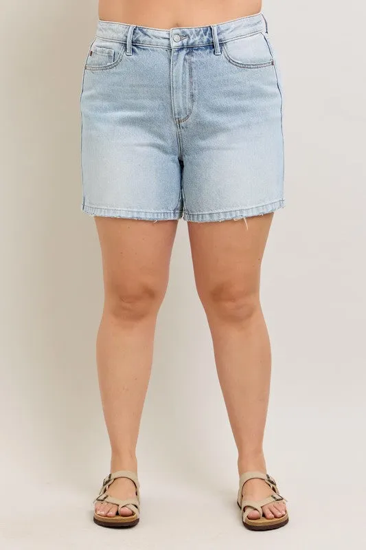Judy Blue Frayed Hem High Rise Denim Shorts