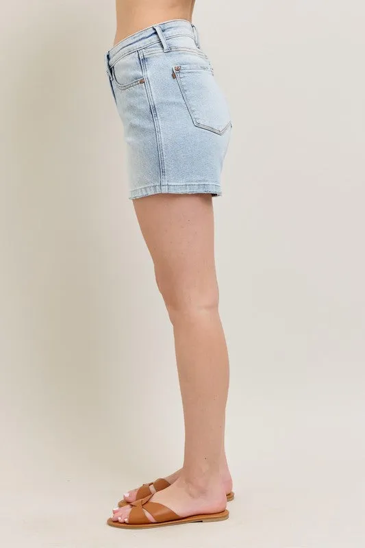 Judy Blue Frayed Hem High Rise Denim Shorts