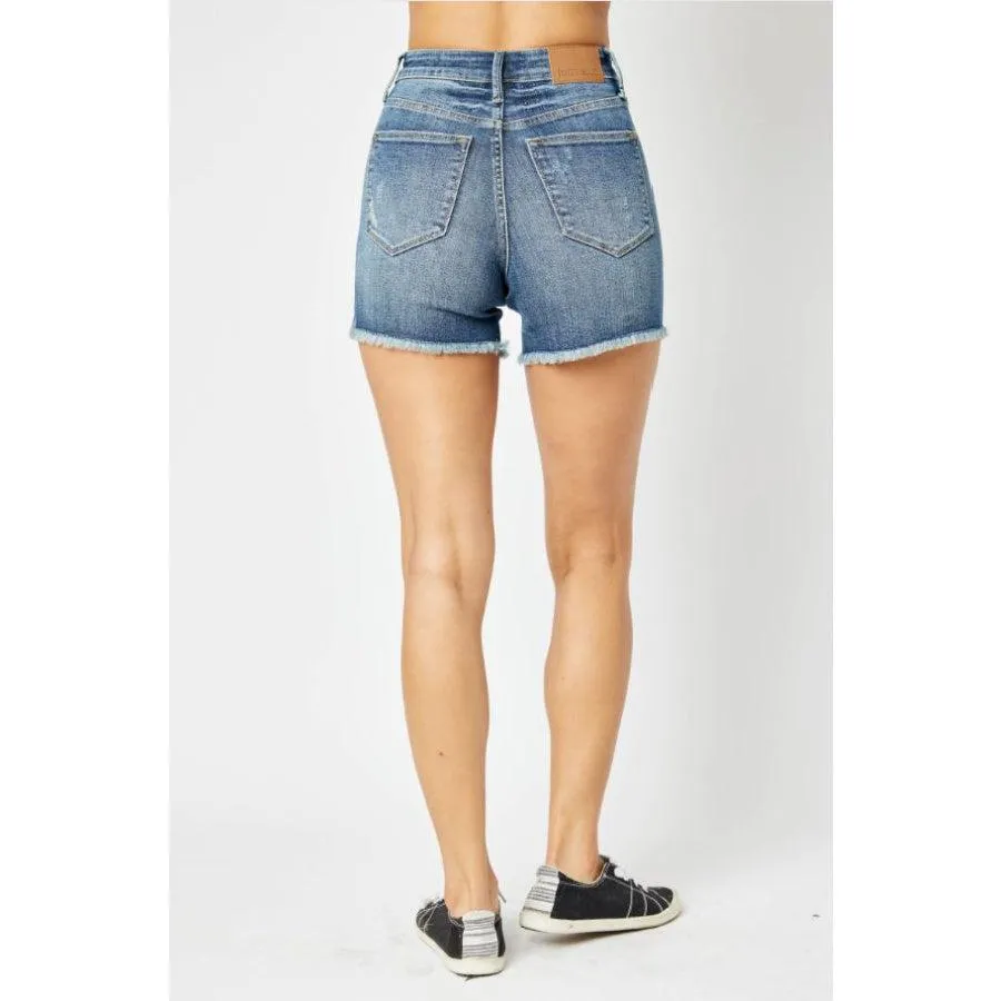 Judy Blue Tummy Control Fray Hem Shorts