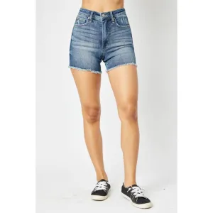 Judy Blue Tummy Control Fray Hem Shorts