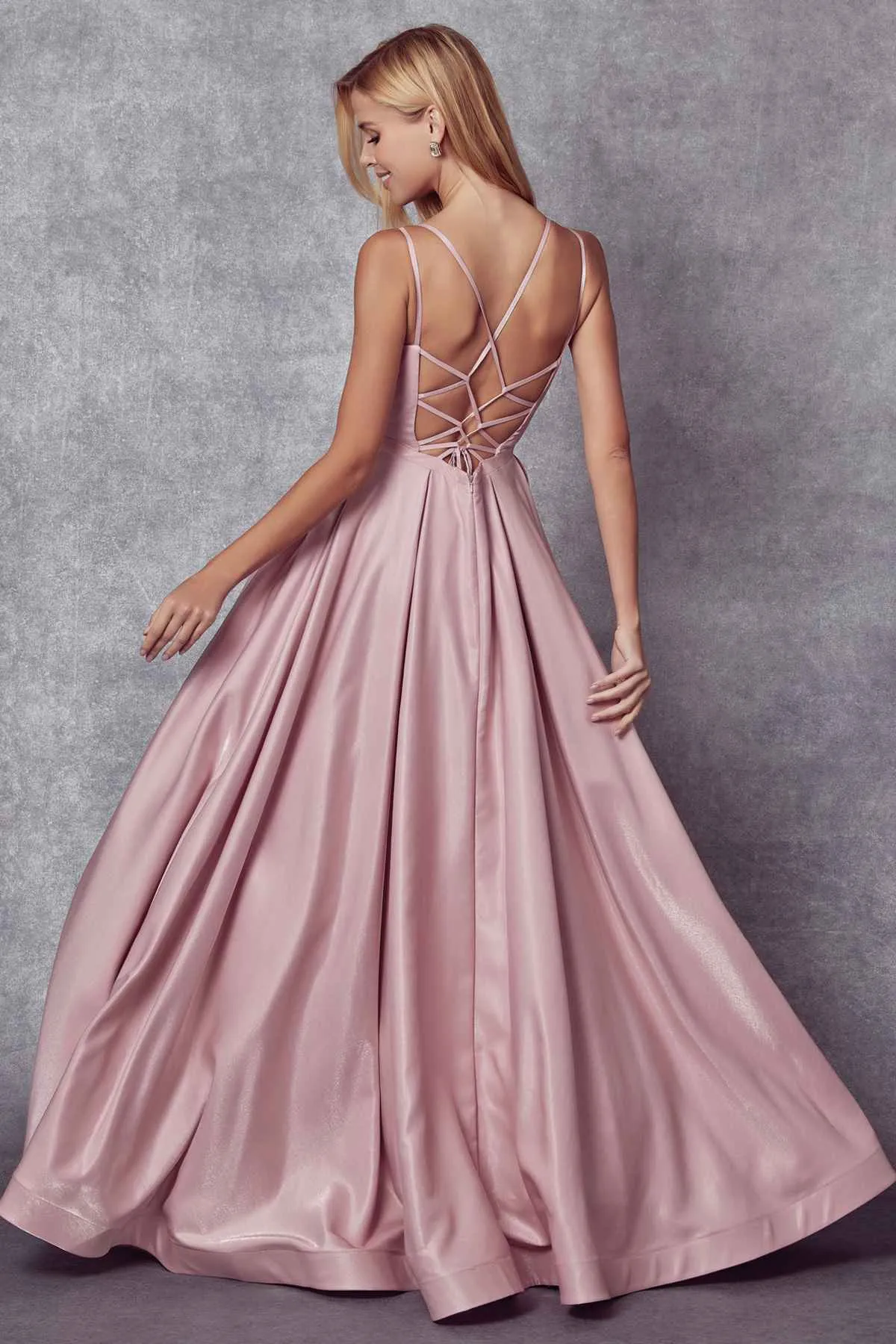 Juliet 244 Strappy-Back Long Dress with Pockets