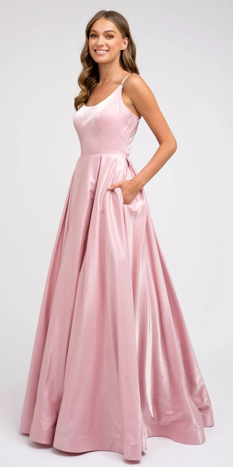 Juliet 244 Strappy-Back Long Dress with Pockets