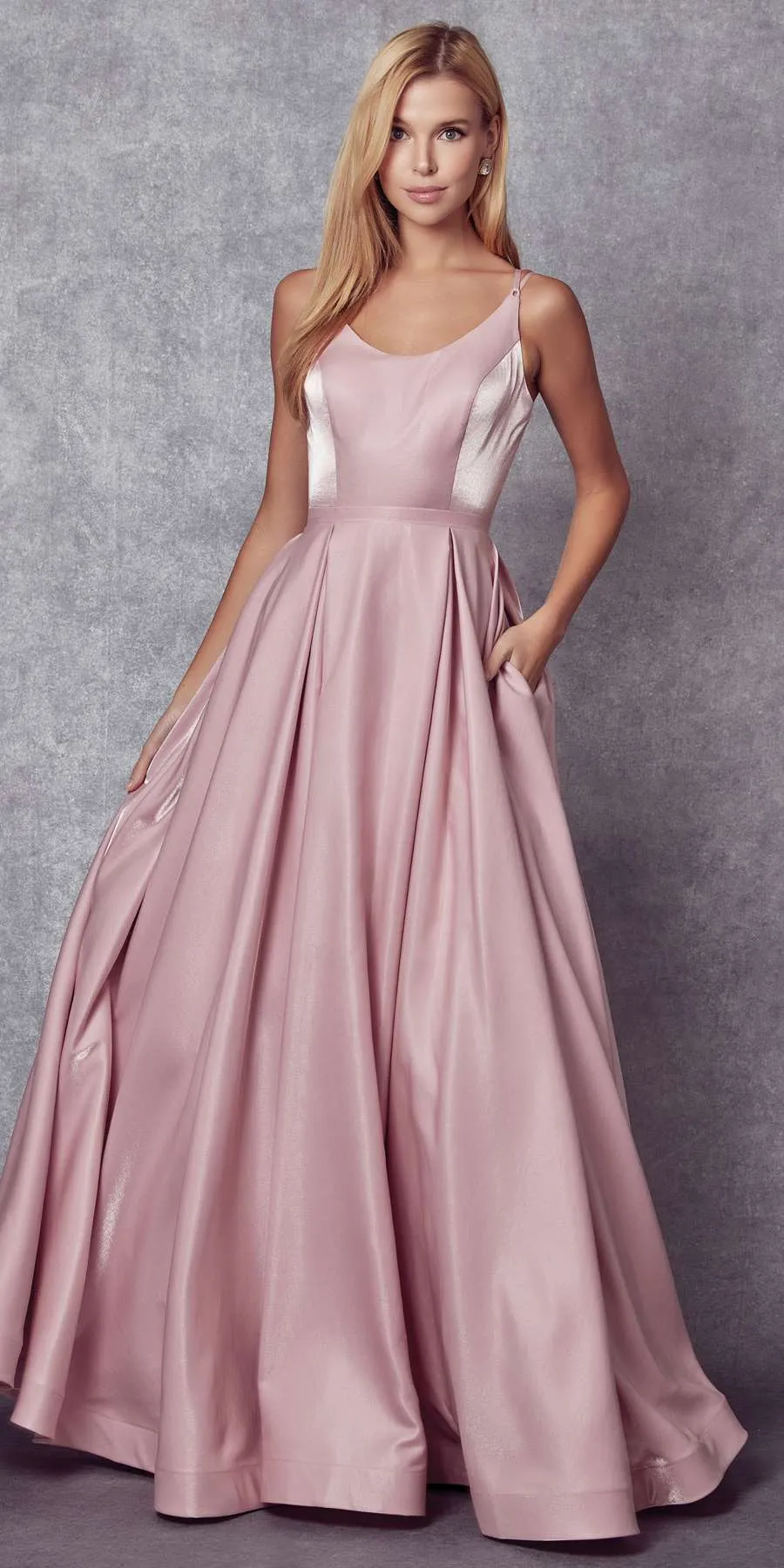 Juliet 244 Strappy-Back Long Dress with Pockets