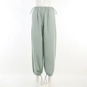 JY22278 European and American Street Fashion Trends Women's Simple Loose Trousers Drawstring Waist Casual Working Pants