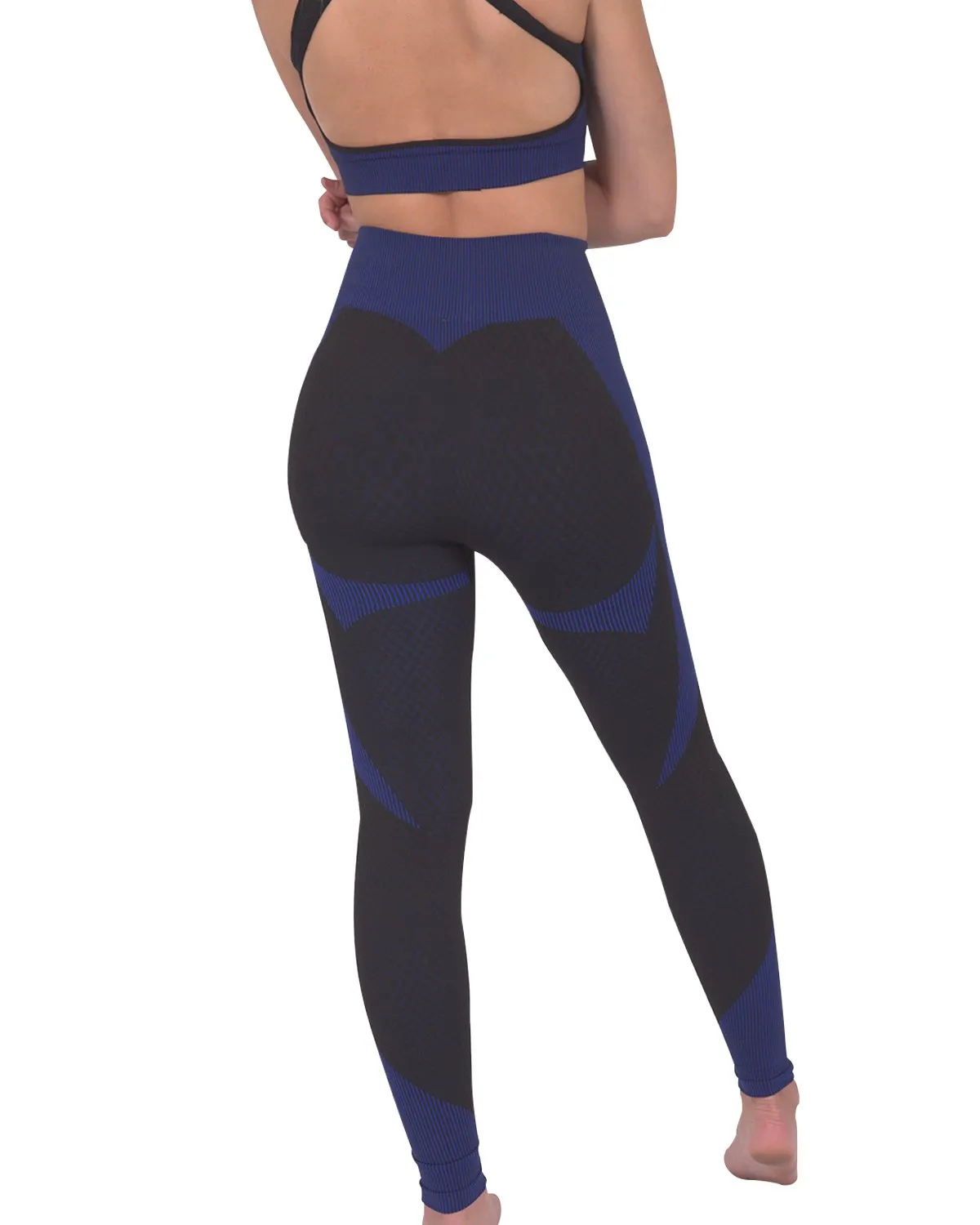 Lazurite Seamless Sportswear/Yoga Leggings For Women - Black with Navy