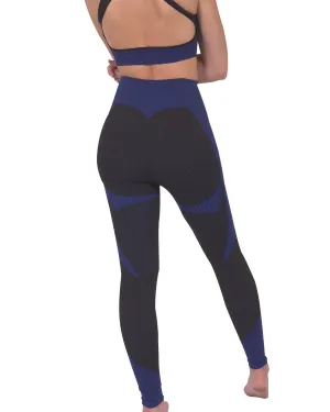 Lazurite Seamless Sportswear/Yoga Leggings For Women - Black with Navy