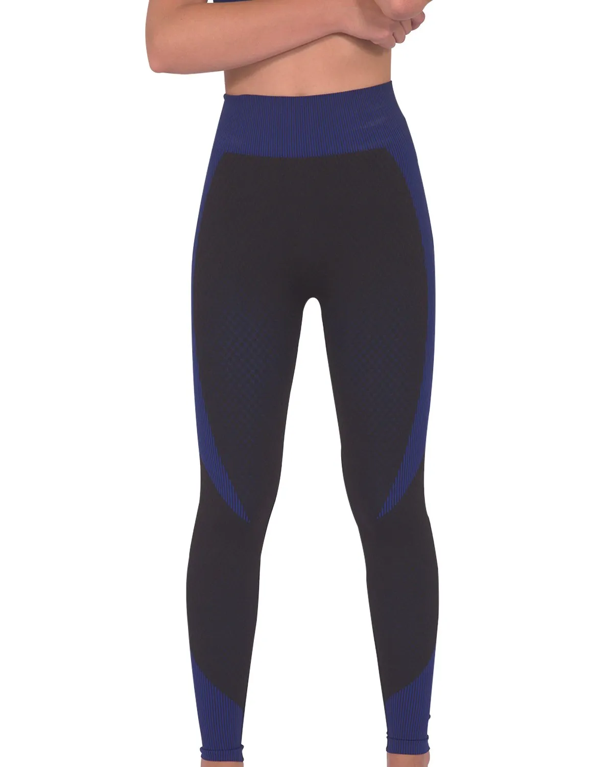 Lazurite Seamless Sportswear/Yoga Leggings For Women - Black with Navy