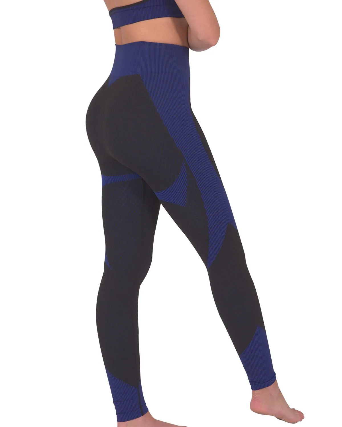 Lazurite Seamless Sportswear/Yoga Leggings For Women - Black with Navy