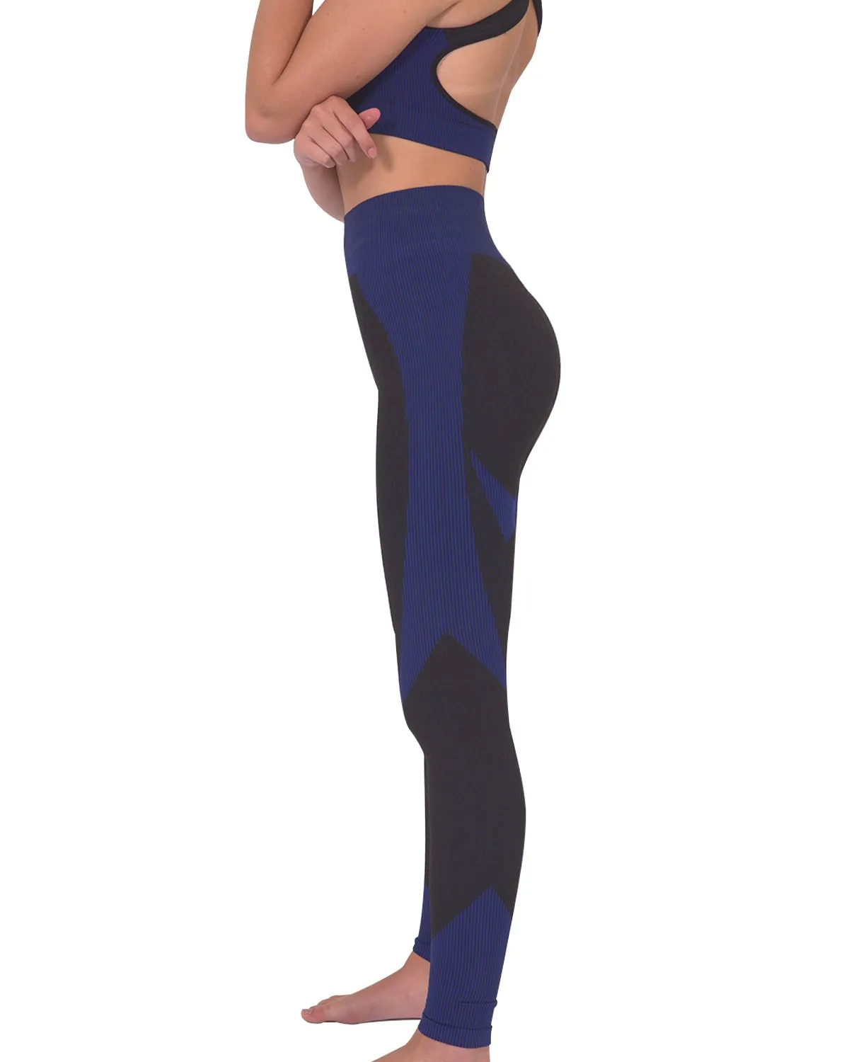 Lazurite Seamless Sportswear/Yoga Leggings For Women - Black with Navy
