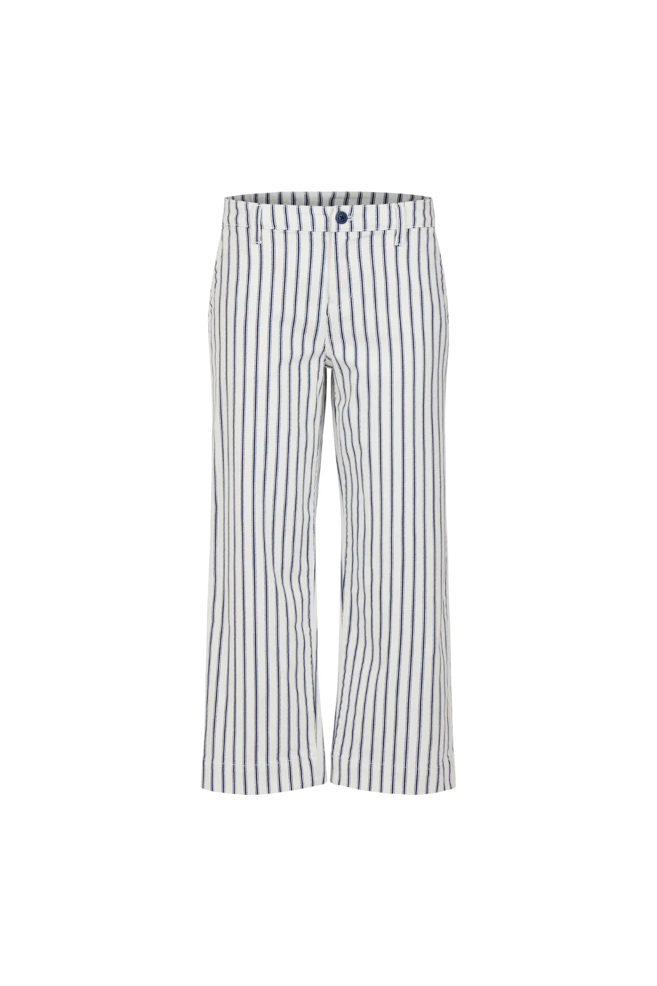 Liverpool Vintage Indigo Stripe Wide Leg Crop With Patch Pockets