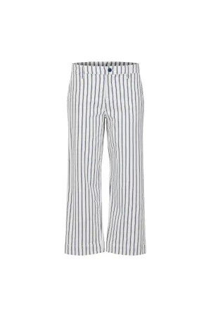 Liverpool Vintage Indigo Stripe Wide Leg Crop With Patch Pockets