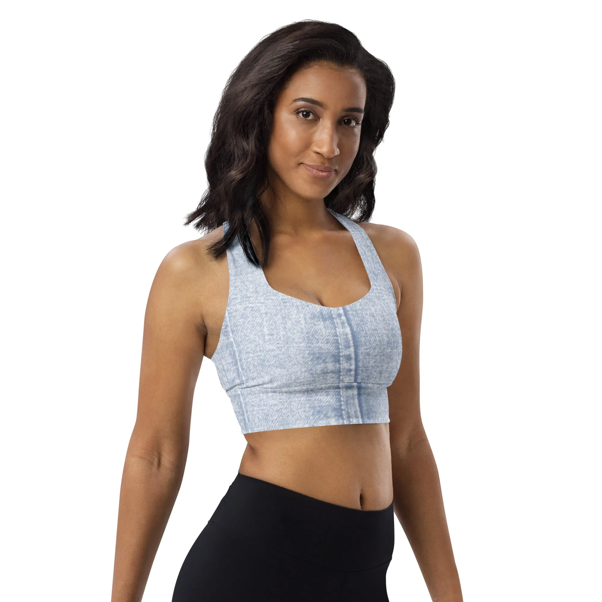Longline sports bra Denim Blue