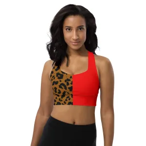 Longline sports bra Leopard and Red