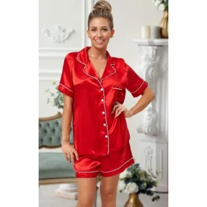 Lulabay ladies personalised satin short sleeve shirt and shorts pyjama set