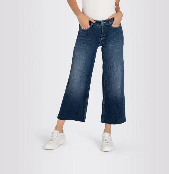 MAC - Dream Wide Leg Cropped Jean - Deep Sea Blue Wash