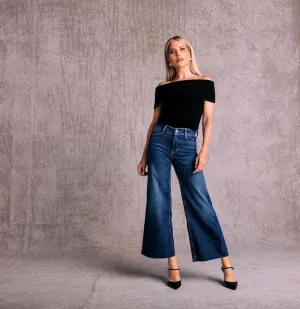 MAC - Dream Wide Leg Cropped Jean - Deep Sea Blue Wash