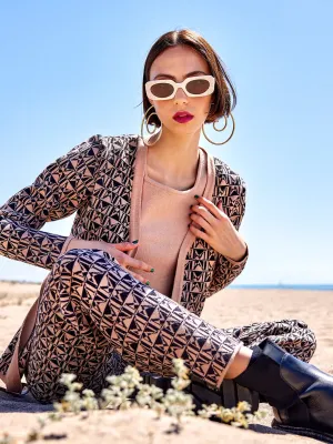 Madame Geometric Print Beige Co-Ord Set