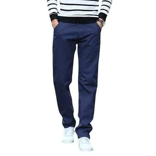 Mens Solid Straight Legs Cargo Pants Casual Pants