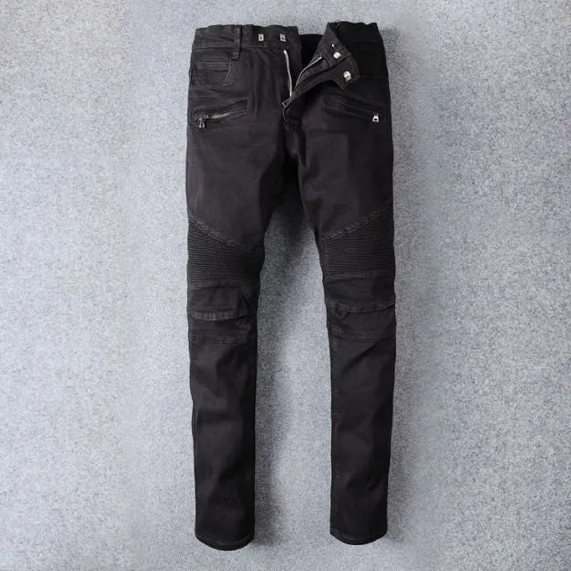 Men's Trendy Fashion Motorcycle Ripped Denim Jeans