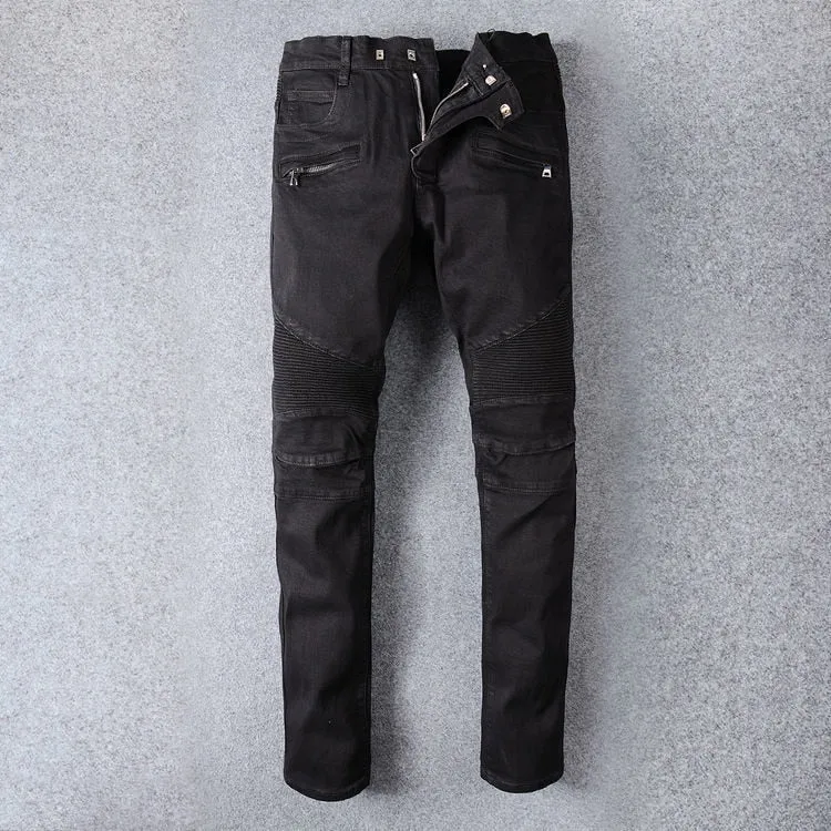 Men's Trendy Fashion Motorcycle Ripped Denim Jeans