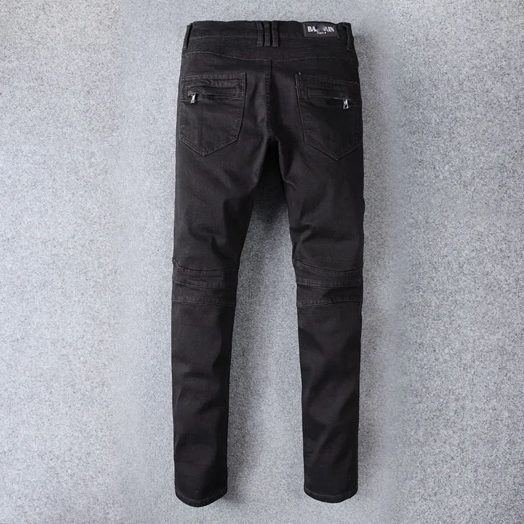 Men's Trendy Fashion Motorcycle Ripped Denim Jeans